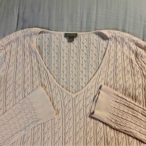 Ann Taylor Women's Light Pink V-Neck Sweater Sz XL
